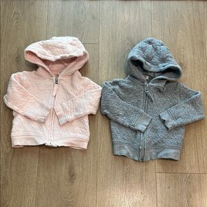 Burt’s Bee Baby Quilted Hooded Zip Sweatshirt - Pink & Gray
